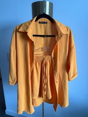 Boohoo - Bright Orange Shirt and Shorts Set - S: 4